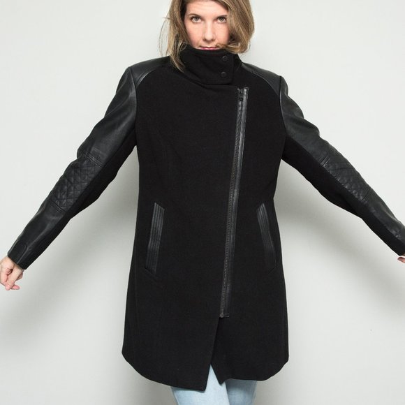 Andrew Marc Jackets & Blazers - Marc New York Wool Blend Coat with Faux Leather